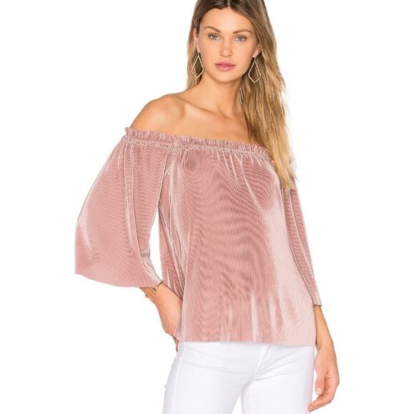 J.O.A. off shoulder top in blush pink stretch shoulder seam size small - Picture 1 of 10